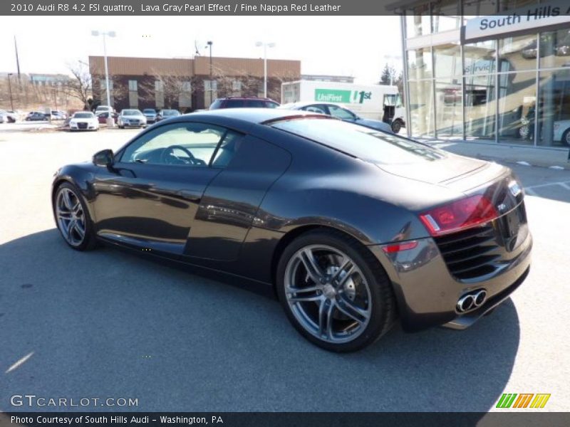 Lava Gray Pearl Effect / Fine Nappa Red Leather 2010 Audi R8 4.2 FSI quattro