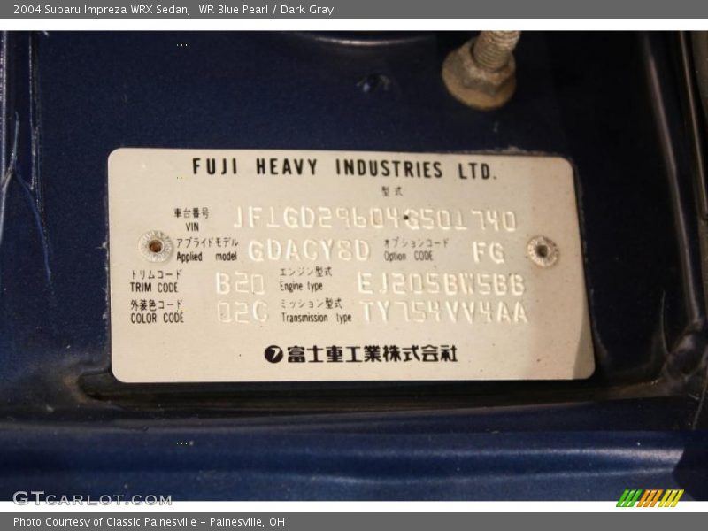 WR Blue Pearl / Dark Gray 2004 Subaru Impreza WRX Sedan