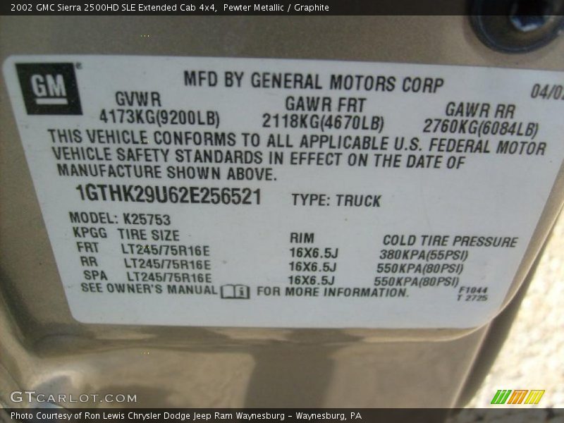 Pewter Metallic / Graphite 2002 GMC Sierra 2500HD SLE Extended Cab 4x4