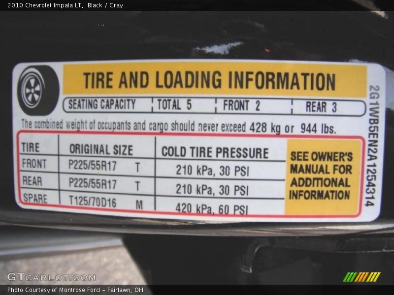 Black / Gray 2010 Chevrolet Impala LT