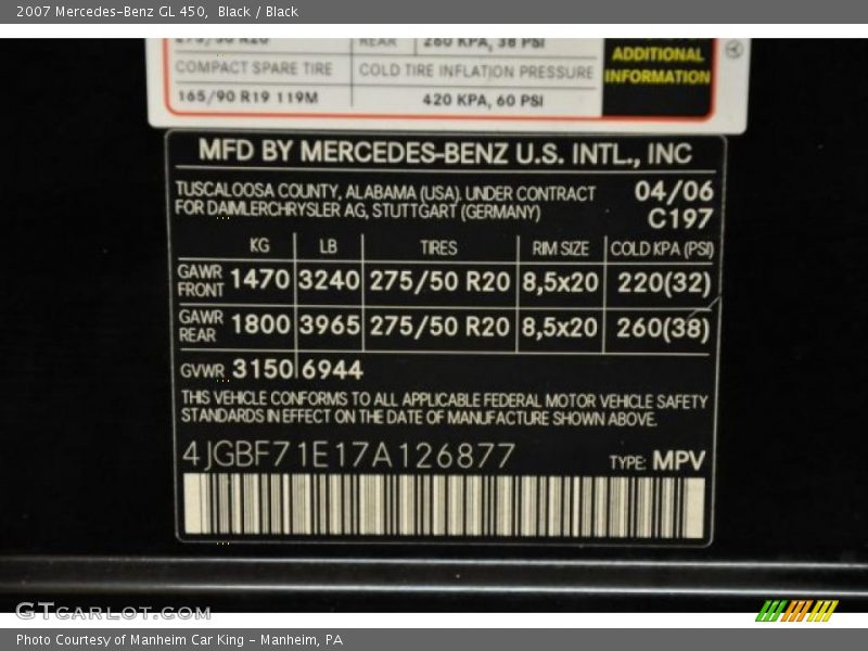 Black / Black 2007 Mercedes-Benz GL 450
