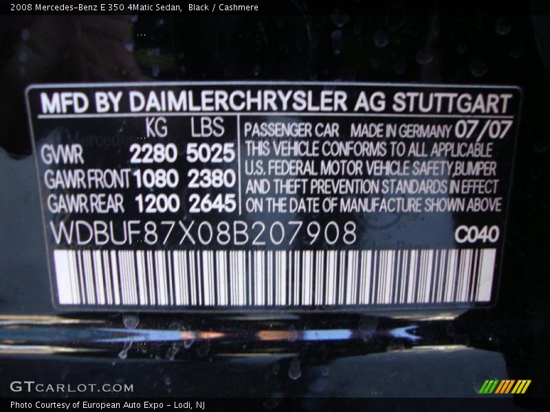 Black / Cashmere 2008 Mercedes-Benz E 350 4Matic Sedan