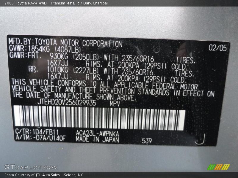 Titanium Metallic / Dark Charcoal 2005 Toyota RAV4 4WD