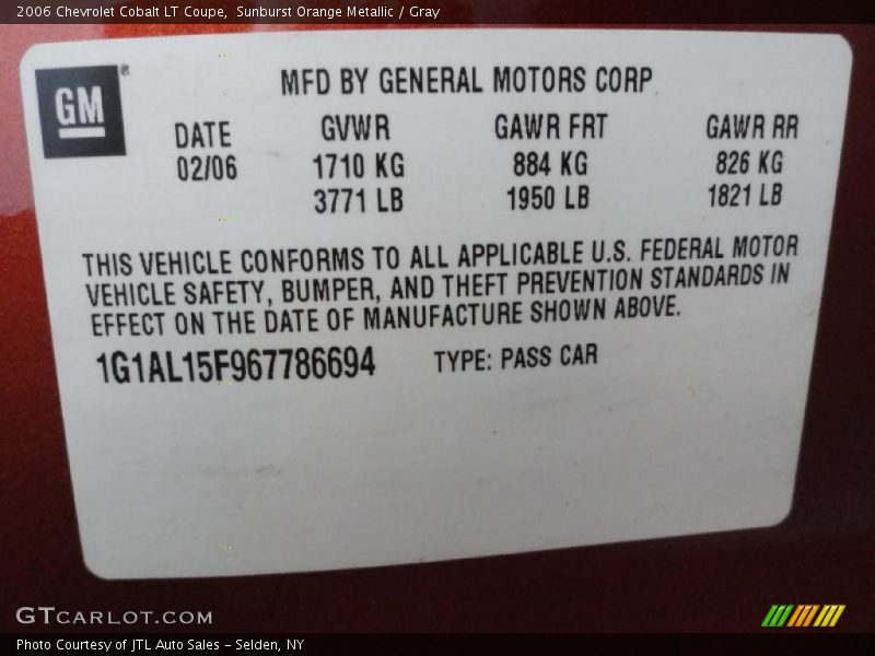Sunburst Orange Metallic / Gray 2006 Chevrolet Cobalt LT Coupe