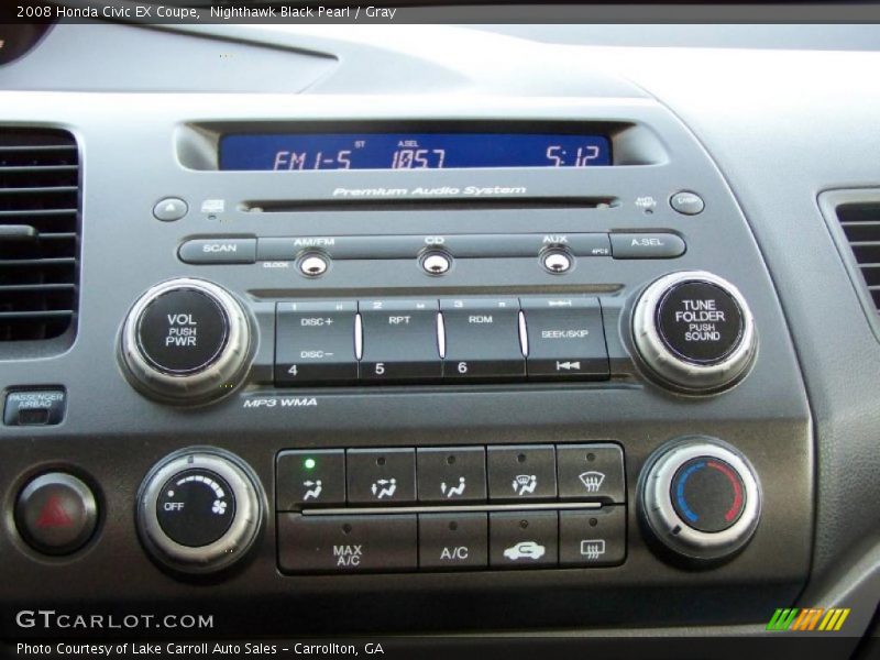 Nighthawk Black Pearl / Gray 2008 Honda Civic EX Coupe