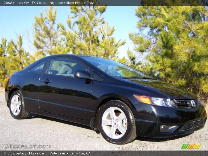 Nighthawk Black Pearl / Gray 2008 Honda Civic EX Coupe