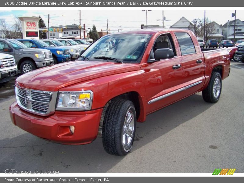 Sunburst Orange Pearl / Dark Slate Gray/Medium Slate Gray 2008 Dodge Dakota Laramie Crew Cab 4x4
