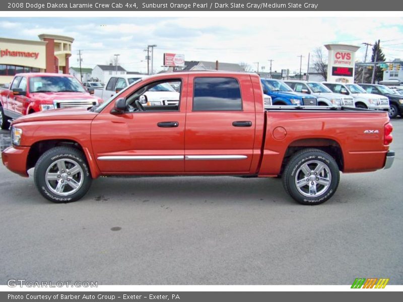 Sunburst Orange Pearl / Dark Slate Gray/Medium Slate Gray 2008 Dodge Dakota Laramie Crew Cab 4x4