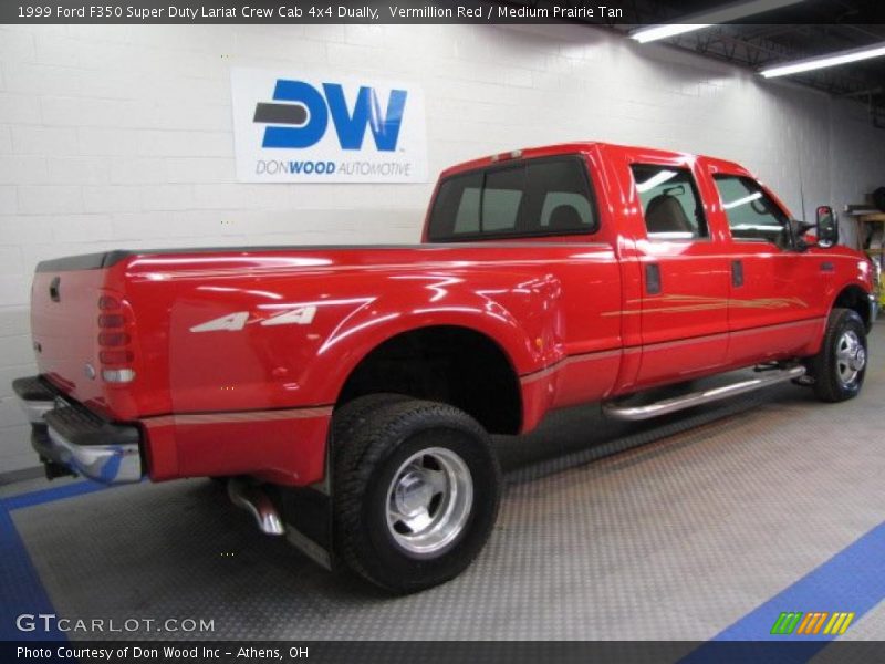 Vermillion Red / Medium Prairie Tan 1999 Ford F350 Super Duty Lariat Crew Cab 4x4 Dually