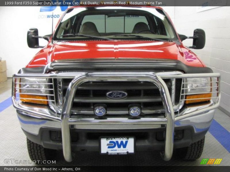Vermillion Red / Medium Prairie Tan 1999 Ford F350 Super Duty Lariat Crew Cab 4x4 Dually