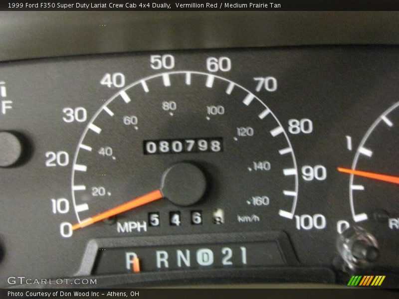 Vermillion Red / Medium Prairie Tan 1999 Ford F350 Super Duty Lariat Crew Cab 4x4 Dually