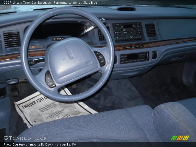 Performance White / Slate Blue 1997 Lincoln Town Car Executive