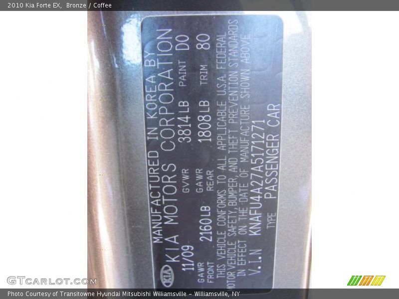Bronze / Coffee 2010 Kia Forte EX