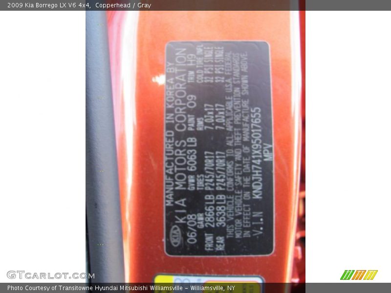Copperhead / Gray 2009 Kia Borrego LX V6 4x4