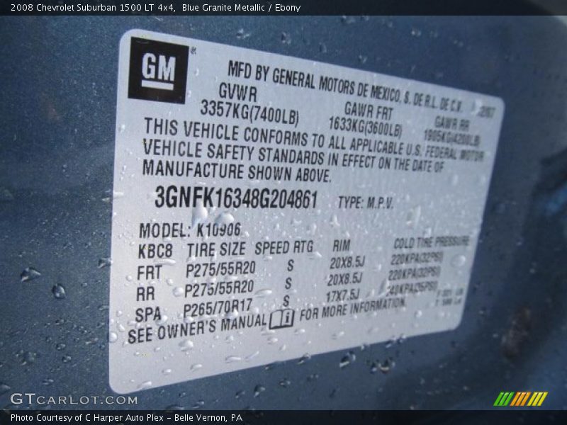 Blue Granite Metallic / Ebony 2008 Chevrolet Suburban 1500 LT 4x4