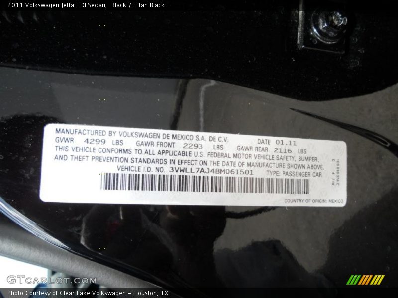 Black / Titan Black 2011 Volkswagen Jetta TDI Sedan