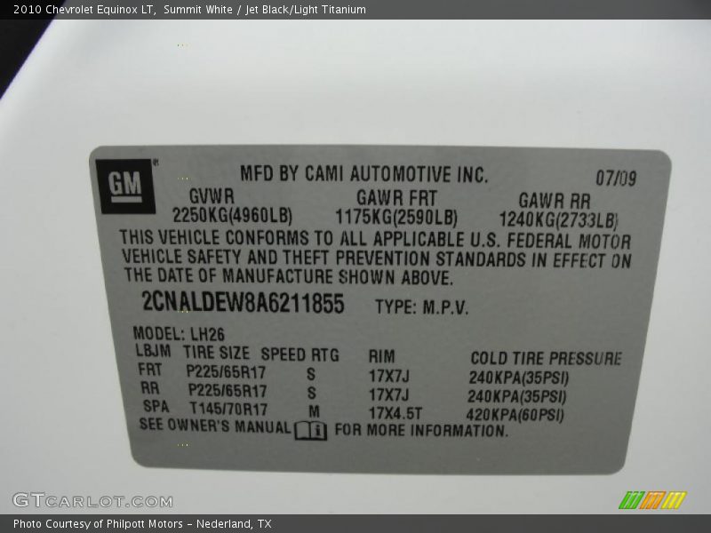 Summit White / Jet Black/Light Titanium 2010 Chevrolet Equinox LT