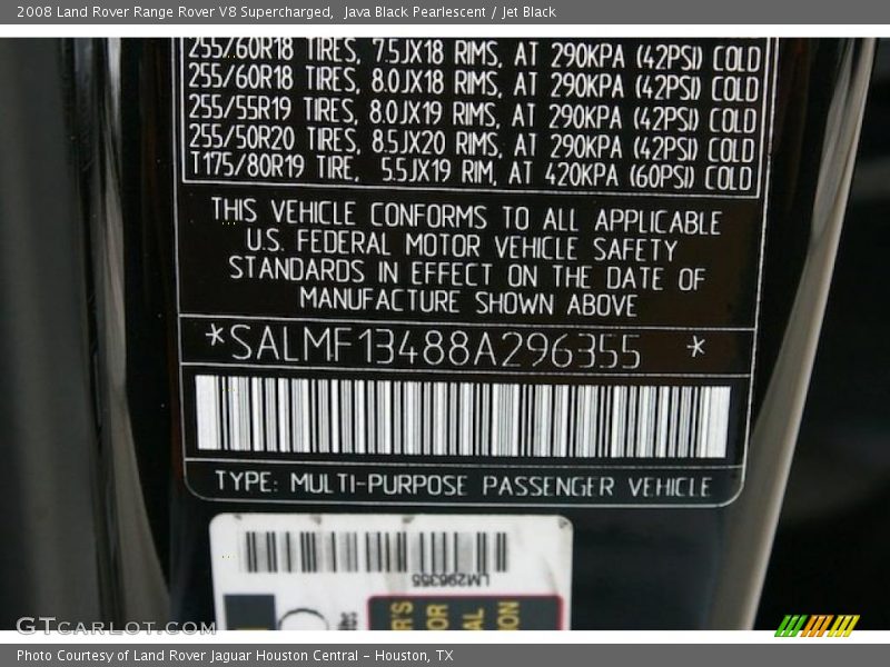 Java Black Pearlescent / Jet Black 2008 Land Rover Range Rover V8 Supercharged