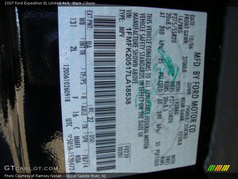 Black / Stone 2007 Ford Expedition EL Limited 4x4