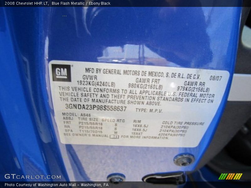 Info Tag of 2008 HHR LT