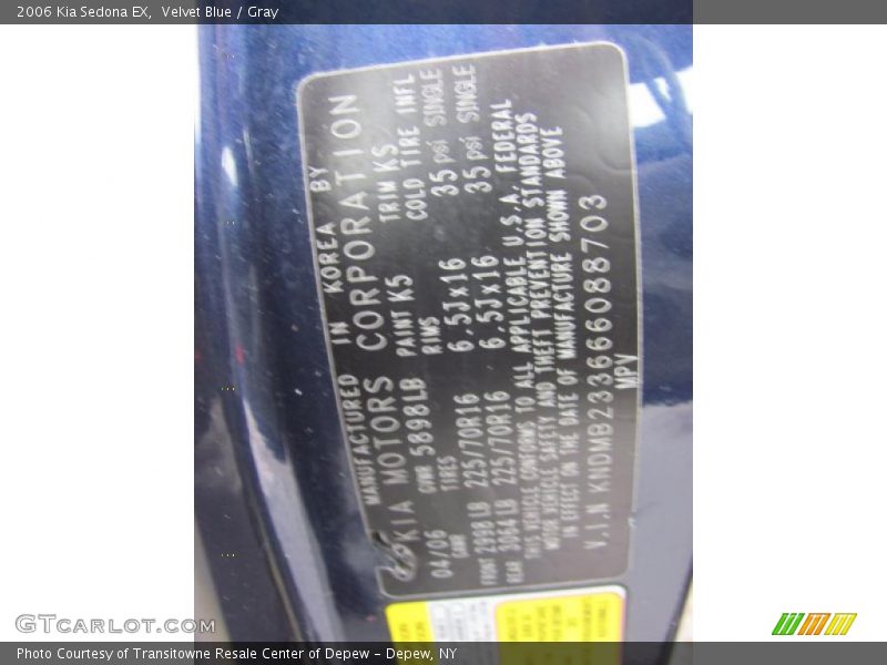 Velvet Blue / Gray 2006 Kia Sedona EX