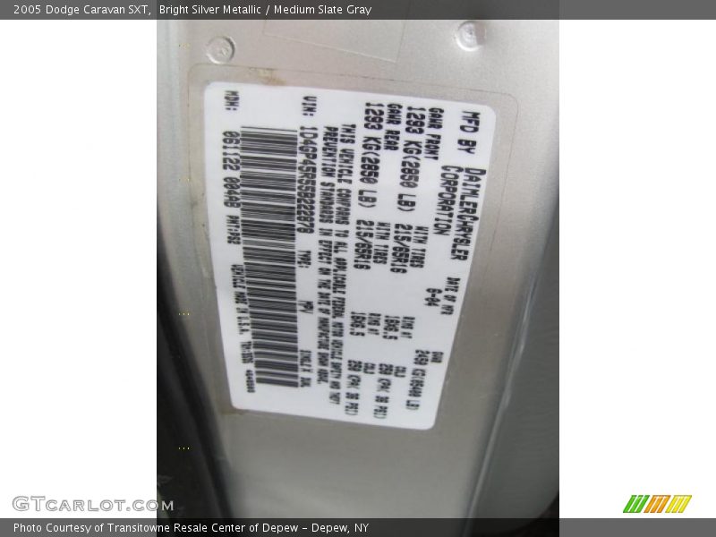 Bright Silver Metallic / Medium Slate Gray 2005 Dodge Caravan SXT