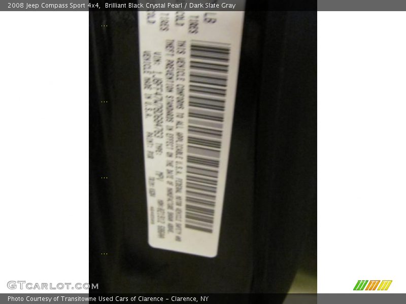 Brilliant Black Crystal Pearl / Dark Slate Gray 2008 Jeep Compass Sport 4x4