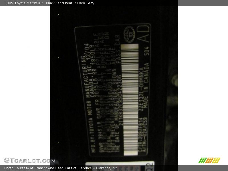 Black Sand Pearl / Dark Gray 2005 Toyota Matrix XR