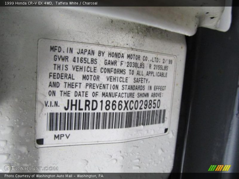 Taffeta White / Charcoal 1999 Honda CR-V EX 4WD