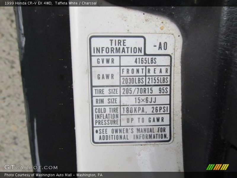 Taffeta White / Charcoal 1999 Honda CR-V EX 4WD