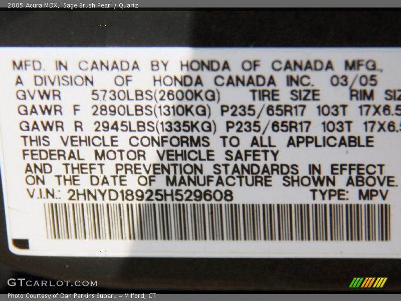 Sage Brush Pearl / Quartz 2005 Acura MDX
