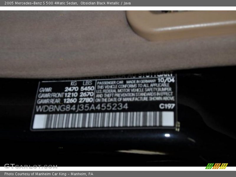 Obsidian Black Metallic / Java 2005 Mercedes-Benz S 500 4Matic Sedan