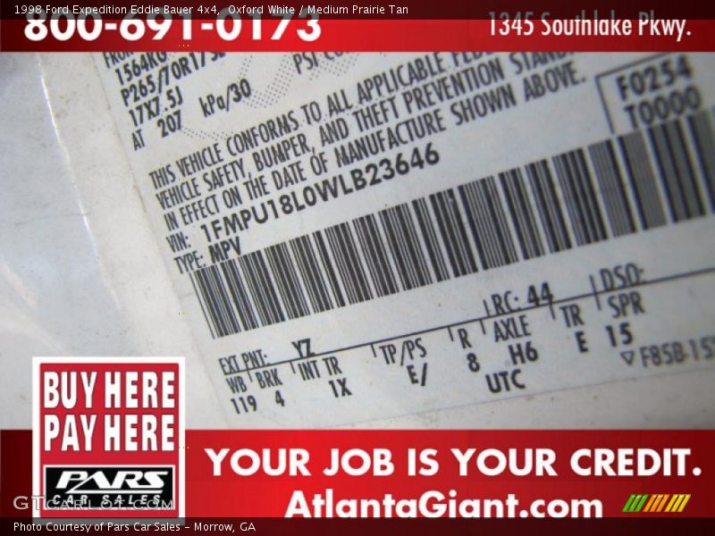 Oxford White / Medium Prairie Tan 1998 Ford Expedition Eddie Bauer 4x4