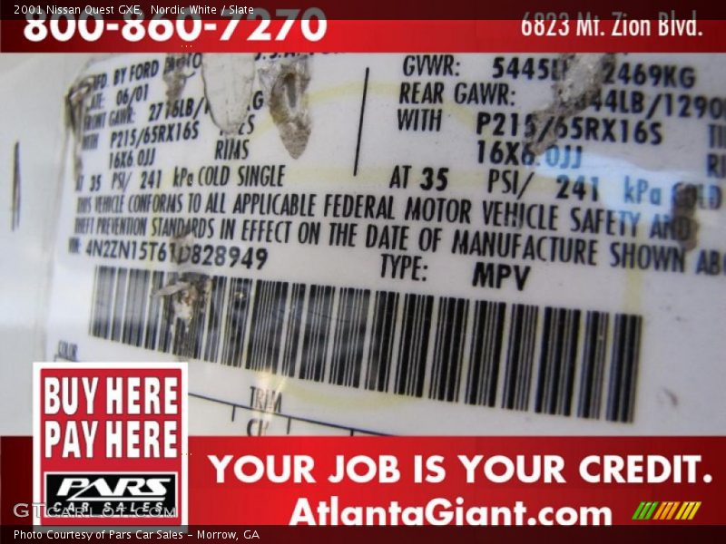 Nordic White / Slate 2001 Nissan Quest GXE