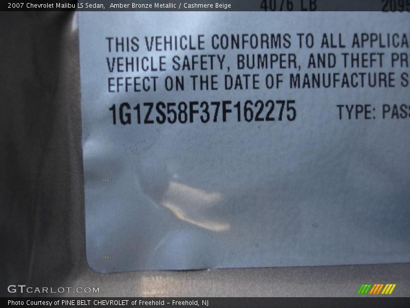 Amber Bronze Metallic / Cashmere Beige 2007 Chevrolet Malibu LS Sedan