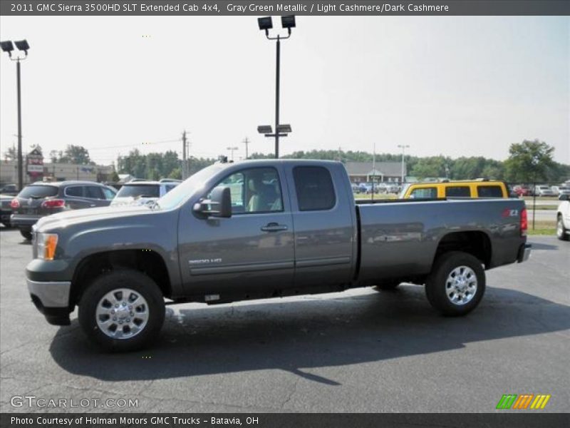 Gray Green Metallic / Light Cashmere/Dark Cashmere 2011 GMC Sierra 3500HD SLT Extended Cab 4x4