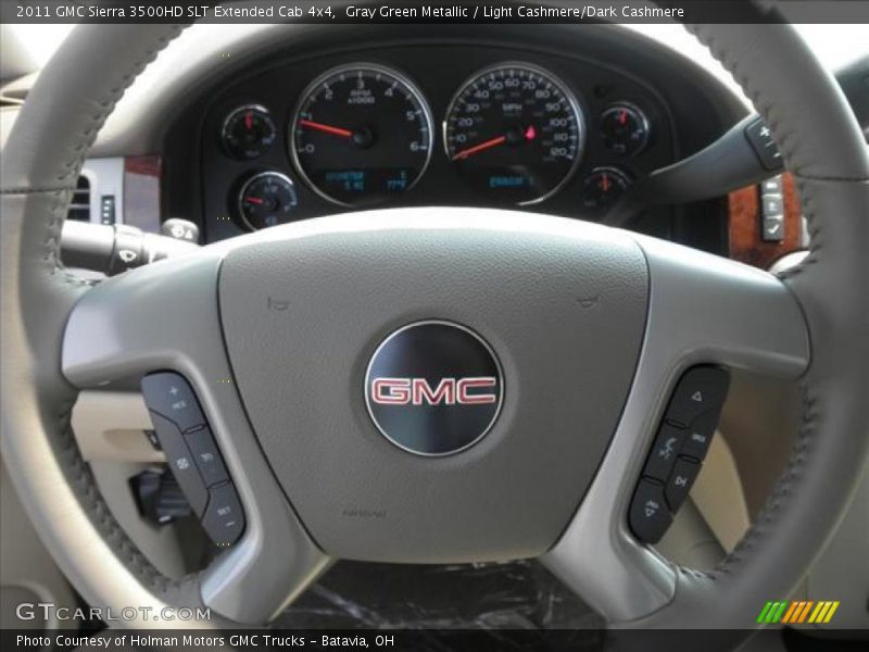 Gray Green Metallic / Light Cashmere/Dark Cashmere 2011 GMC Sierra 3500HD SLT Extended Cab 4x4