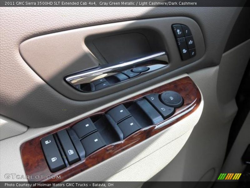 Gray Green Metallic / Light Cashmere/Dark Cashmere 2011 GMC Sierra 3500HD SLT Extended Cab 4x4