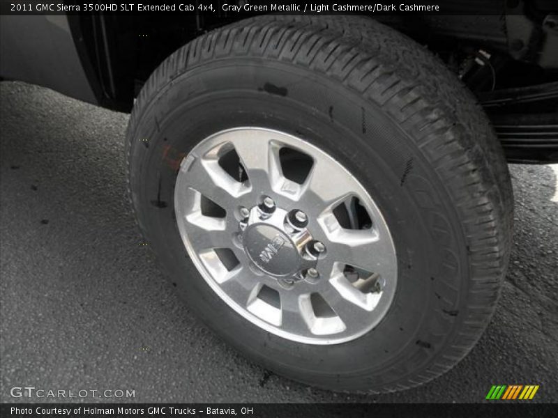 Gray Green Metallic / Light Cashmere/Dark Cashmere 2011 GMC Sierra 3500HD SLT Extended Cab 4x4