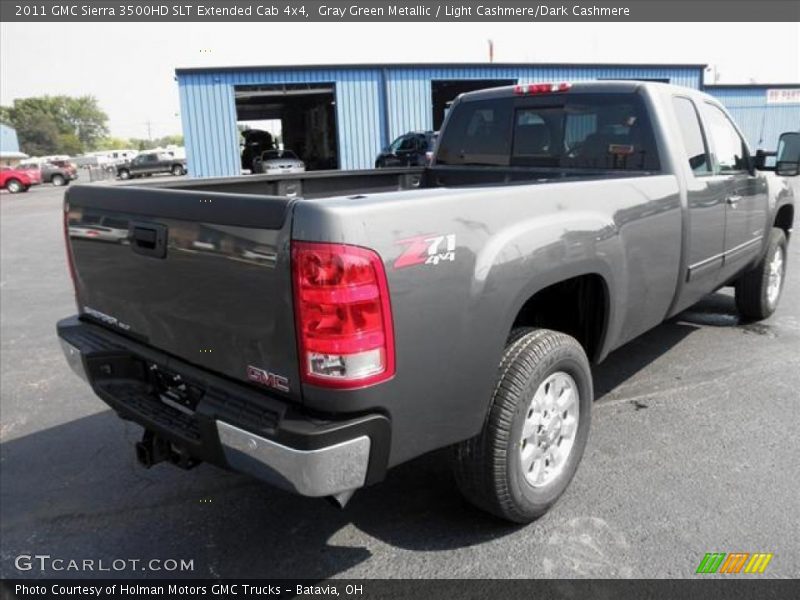 Gray Green Metallic / Light Cashmere/Dark Cashmere 2011 GMC Sierra 3500HD SLT Extended Cab 4x4