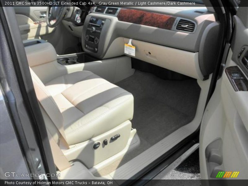 Gray Green Metallic / Light Cashmere/Dark Cashmere 2011 GMC Sierra 3500HD SLT Extended Cab 4x4