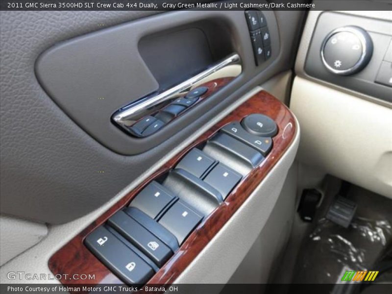 Gray Green Metallic / Light Cashmere/Dark Cashmere 2011 GMC Sierra 3500HD SLT Crew Cab 4x4 Dually