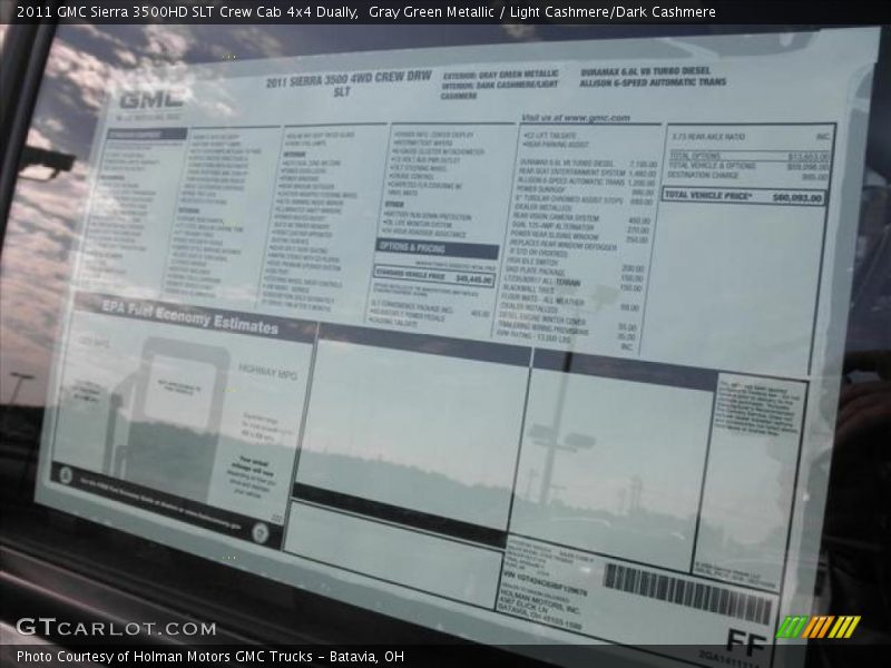  2011 Sierra 3500HD SLT Crew Cab 4x4 Dually Window Sticker