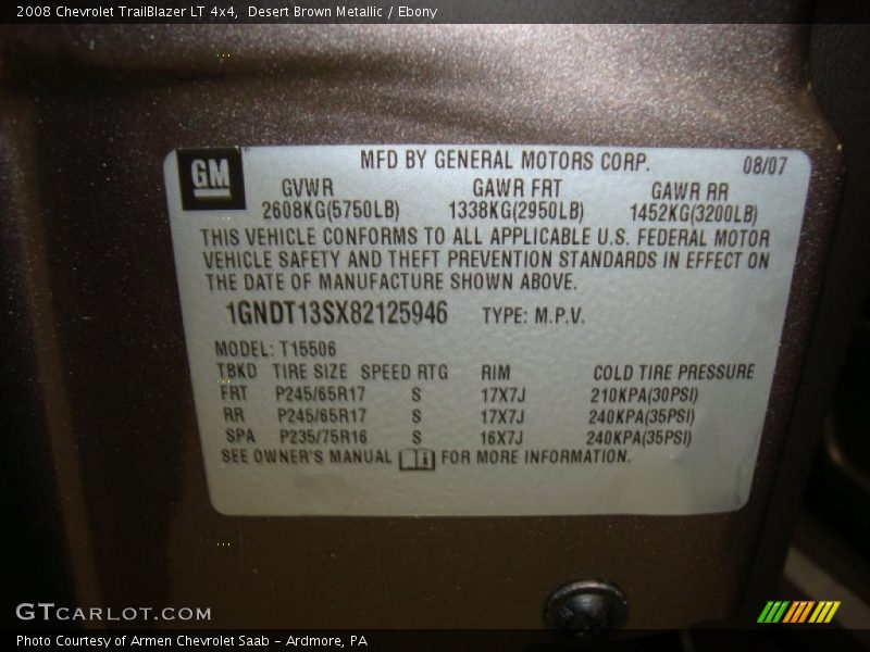 Desert Brown Metallic / Ebony 2008 Chevrolet TrailBlazer LT 4x4