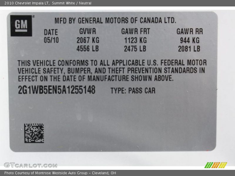 Summit White / Neutral 2010 Chevrolet Impala LT