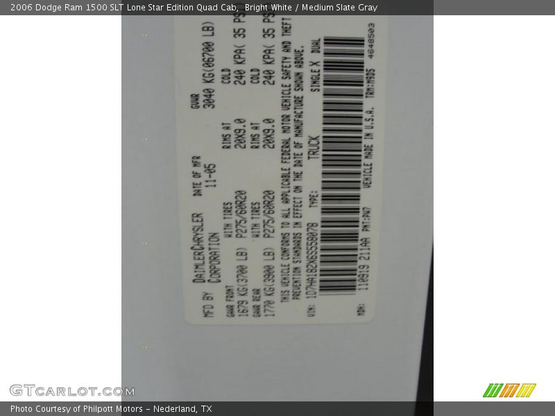 Bright White / Medium Slate Gray 2006 Dodge Ram 1500 SLT Lone Star Edition Quad Cab
