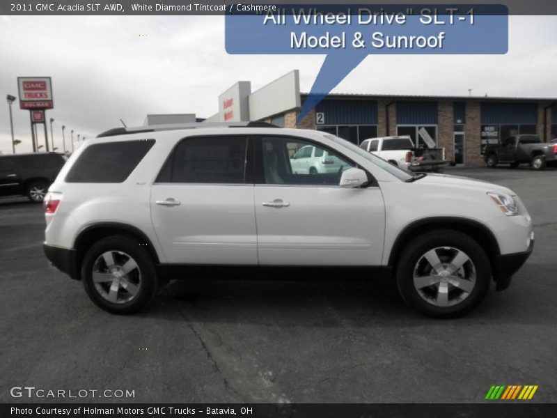 White Diamond Tintcoat / Cashmere 2011 GMC Acadia SLT AWD