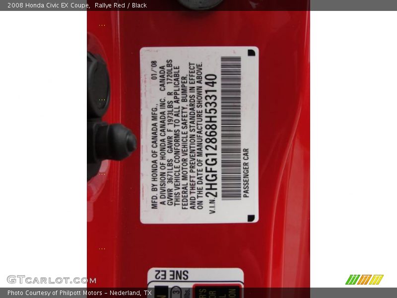 Rallye Red / Black 2008 Honda Civic EX Coupe
