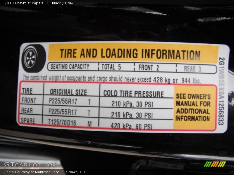 Black / Gray 2010 Chevrolet Impala LT