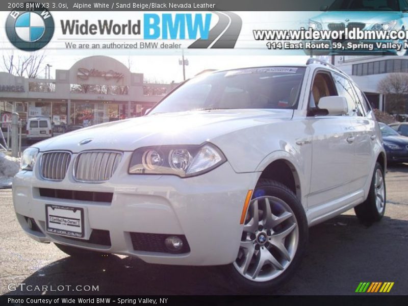 Alpine White / Sand Beige/Black Nevada Leather 2008 BMW X3 3.0si